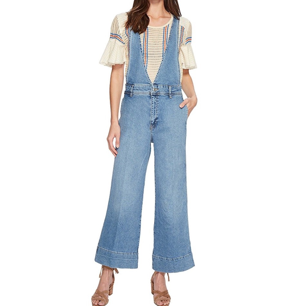 Free People A line overalls in beach blue